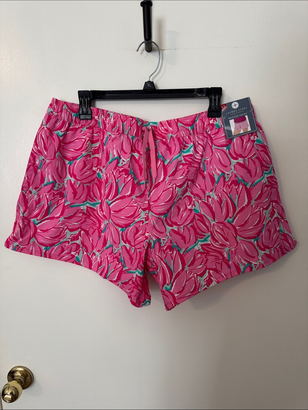 Women's Pink Floral Drawstring Shorts - Lauren James NWT